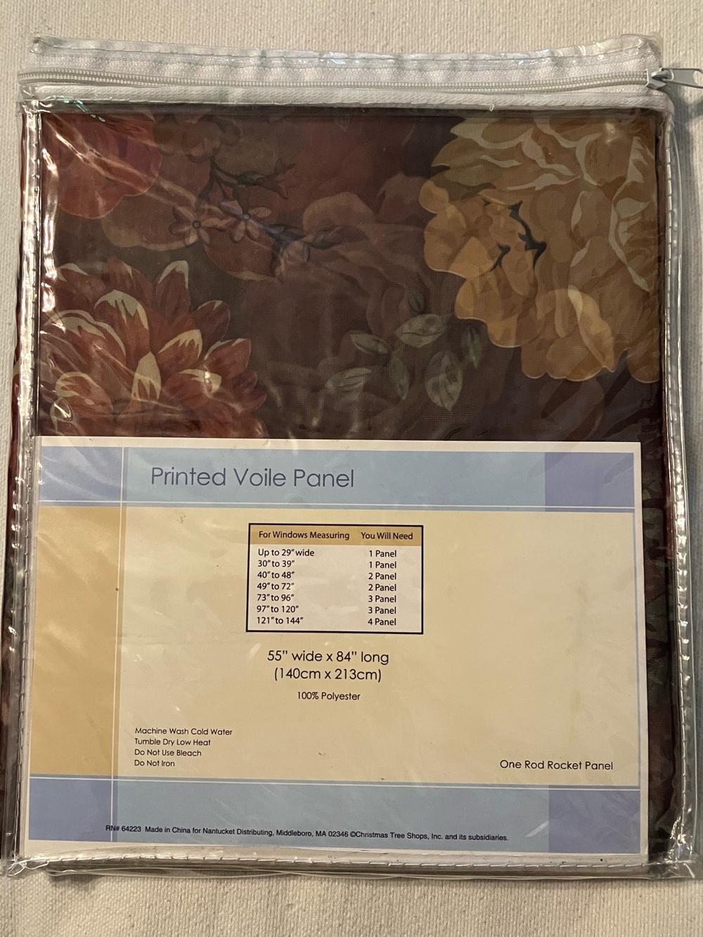2 Floral Curtain Panels